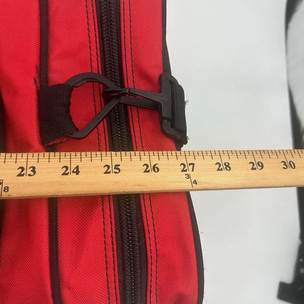 Marlboro Adventure Team Red Black Yellow Duffle Bag Pockets Adjustable Strap VTG